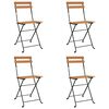 vidaXL Opklapbare stoelen, 4 stuks, massief teakhout en staal