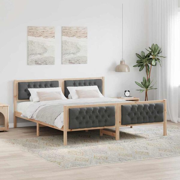 vidaXL Bedframe Donkergrijs 160 x 200 cm Massief grenenhout