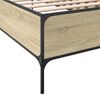 vidaXL Bedframe bewerkt hout en metaal sonoma eikenkleurig 90x190 cm