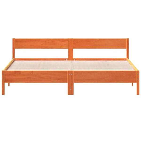 vidaXL Bedframe zonder matras massief grenenhout wasbruin 200x200 cm