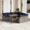 vidaXL 9-delige Loungeset met kussens poly rattan grijs