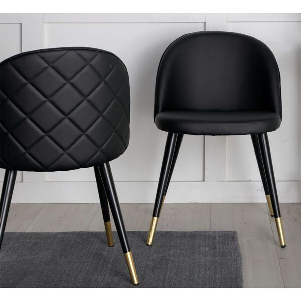 Venture Home Eetkamerstoelen 2 st Velvet leer-look zwart en messing