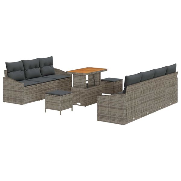 vidaXL Tuin Sofa Set met kussen met opslag met kussen 10 pcs Grijs