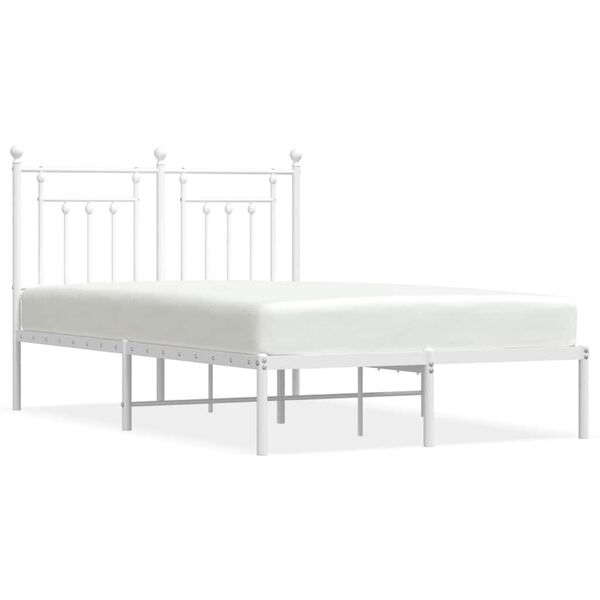 vidaXL Bedframe met hoofdbord metaal wit 135x190 cm