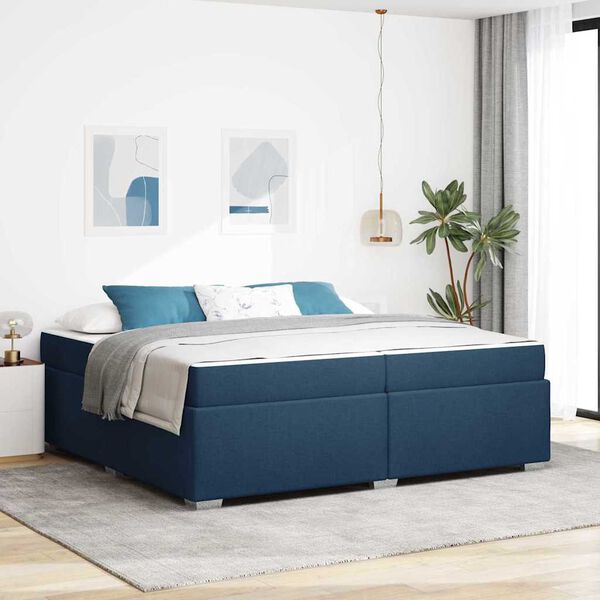 vidaXL Bedframe met matras Blauw 200 x 200 cm Stof