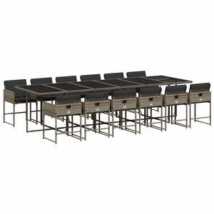 vidaXL 13-delige Tuinset met kussens poly rattan grijs