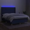 vidaXL Boxspring met matras en LED stof blauw 140x200 cm