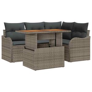 vidaXL Tuin Sofa Set met opslag 5 pcs Grijs Poly riet
