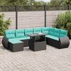 vidaXL 9-delige Loungeset met kussens poly rattan acacia zwart