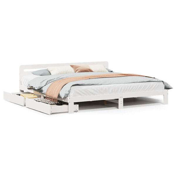 vidaXL Bedframe zonder matras massief grenenhout wit 200x200 cm