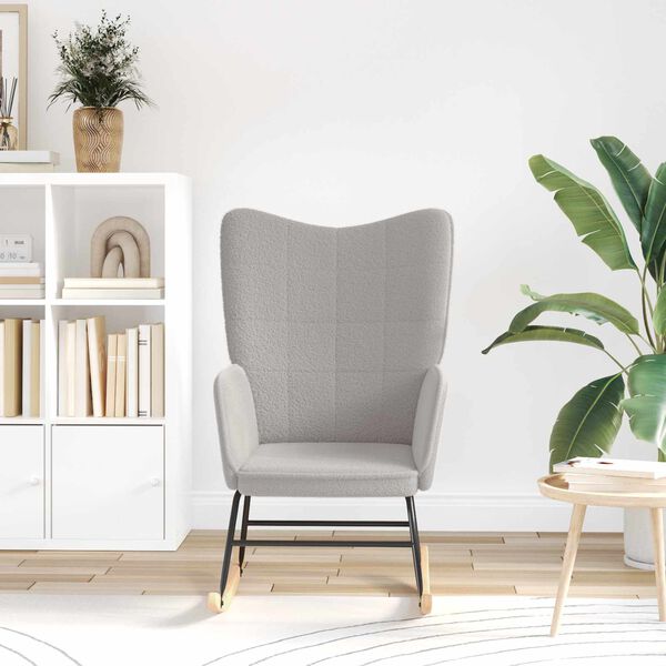 vidaXL Schommelstoel Lichtgrijs Sherpa Stof