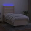 vidaXL Boxspring met matras en LED stof cr&egrave;mekleurig 80x200 cm