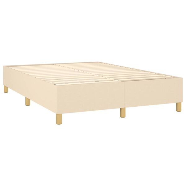 vidaXL Boxspring met matras stof cr&egrave;mekleurig 140x200 cm