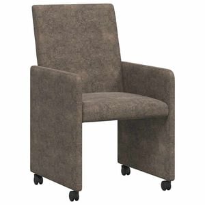 vidaXL Eetkamerstoelen met Wieltjes 2 st Faux suede leer Donkergrijs