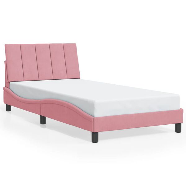 vidaXL Bedframe zonder matras "Hanko" fluweel roze 100x200 cm