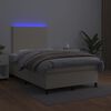 vidaXL Boxspring met matras en LED kunstleer cr&egrave;mekleurig 120x200 cm