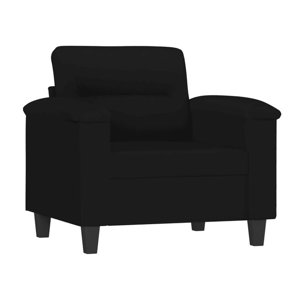 vidaXL Fauteuil met voetenbank 60 cm microvezelstof zwart
