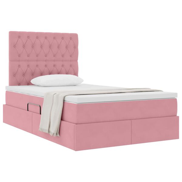 vidaXL Opslag bed met matras met matras Roze 120 x 200 cm Fluweel