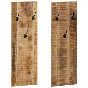 vidaXL Wandkapstokken 2 st 36x110x3 cm massief mangohout