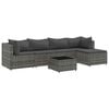 vidaXL 6-delige Loungeset met kussens poly rattan grijs