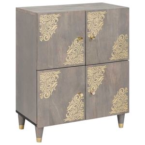 vidaXL Dressoir Grijs en Goud 60 x 33 x 75 cm Massief Mango Hout