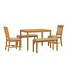 vidaXL Eetkamerset 5 st Beige Massief Eikenhout