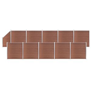 vidaXL Schuttingset 10 vierkant en 1 schuin 1830x186 cm HKC bruin
