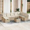 vidaXL Tuin Sofa Set met kussen met opslag 9 pcs Beige Poly riet