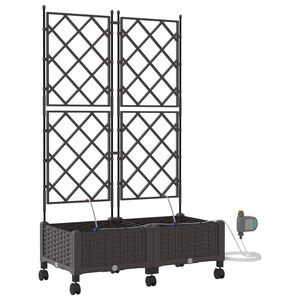 vidaXL Tuin Pot met Irrigatie en Wielen 2 st Bruin 80 x 40 x 132 cm PP