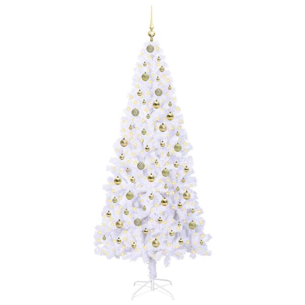 vidaXL Kunstkerstboom met 300 LED Wit 210 cm PVC en staal