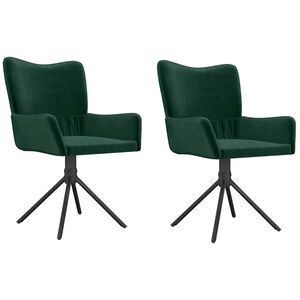vidaXL Eetkamerstoelen draaibaar 2 st fluweel donkergroen