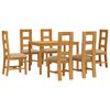 vidaXL Eetkamerset 7 st Beige Massief Eikenhout