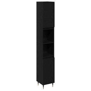 vidaXL Badkamer Kast Zwart Eiken 30 x 30 x 190 cm Bewerkt hout
