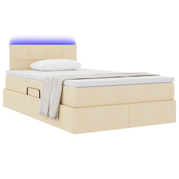 vidaXL Opbergbed met LED met matras Crème 120 x 200 cm Polyester