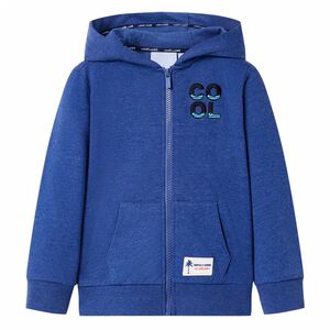 Kindervest met capuchon en rits 92 gem&ecirc;leerd donkerblauw