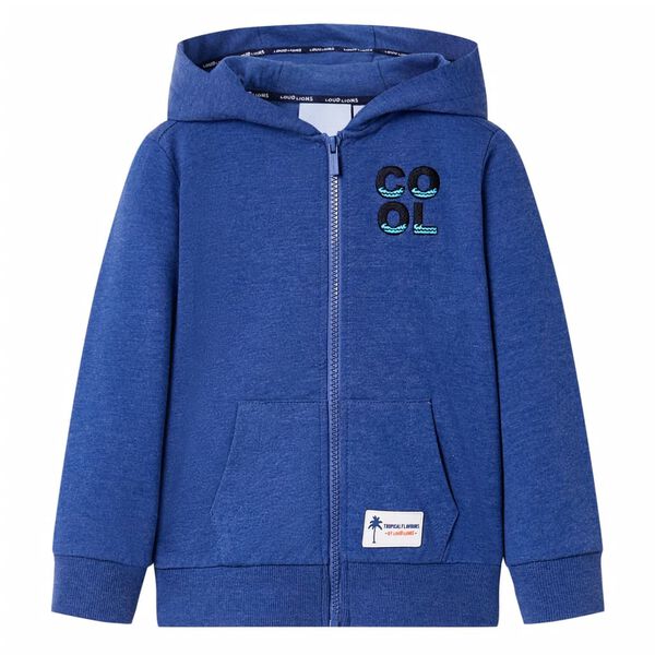 Kindervest met capuchon en rits 92 gem&ecirc;leerd donkerblauw