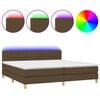 vidaXL Boxspring met matras en LED stof donkerbruin 200x200 cm