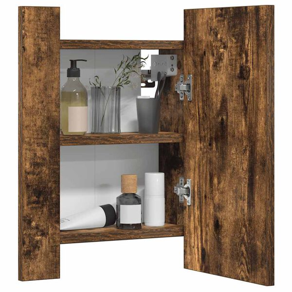 vidaXL Badkamerspiegelkast LED 40x12x45 cm bewerkt hout gerookt eiken