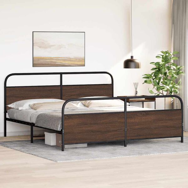 vidaXL Bedframe zonder matras metaal bruin eikenkleur 193x203 cm