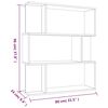 vidaXL Boekenkast / kamerscherm 80x24x96 cm bewerkt hout grijs sonoma