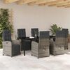 vidaXL Tuin eettafelset met kussen 7 pcs Grijs poly rattan