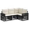 vidaXL Tuinbankenset 4 pcs Zwart en Cream Wit poly rattan