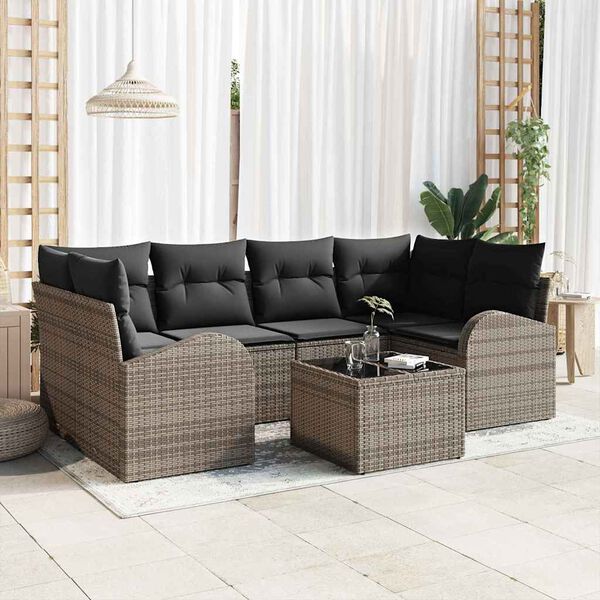 vidaXL Tuin Sofa Set Grijs 55 x 55 x 37 cm poly rattan
