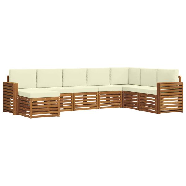 vidaXL Sofa-Sets 8 pcs Natuurlijk en Cr&egrave;me Massief Acaciahout