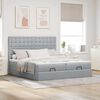 vidaXL Ottoman bed met matrassen en LED's 200x200cm stof lichtgrijs