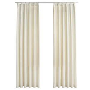 vidaXL Gordijnen verduisterend 2 st met haken 140x245 cm fluweel cr&egrave;me