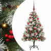vidaXL Kunstkerstboom Groen en wit 150 cm PVC en Metaal en Plastic
