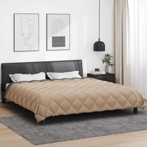 vidaXL Winter Dekbed Antraciet en Taupe 240 x 260 cm Microfiber