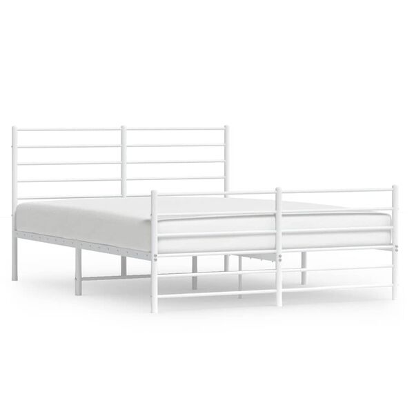 vidaXL Bedframe met hoofd- en voeteneinde metaal wit 140x200 cm