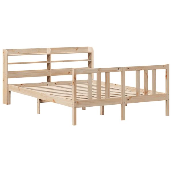 vidaXL Bedframe met hoofdbord massief grenenhout 135x190 cm